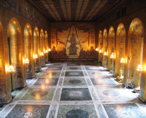 view of Stockholm City hall Golden hall