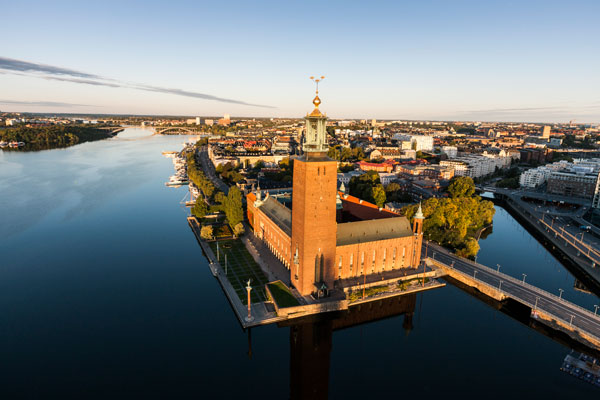 ariel view of Stockholm City hall